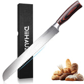 DiiHAUZZ bread knife blade close-up highlighting durable steel and sharp edge for crusty loaves