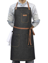 DingSay Trendy denim chef apron with pocket detail for quick access