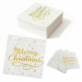Dinokowa Christmas napkins with gold foil enhance festive table decor.