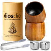 Diosdio charred wood bourbon glass front view highlighting rustic elegance for whiskey tastings