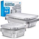 Diplastible 9x13 pan with lid for easy catering and mess-free serving.