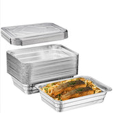 Diplastible square pan with lid designed for leak-free bake and serve.