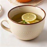 Disoza large coffee cup with handle, 24oz, ideal for morning coffee.