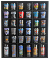 DisplayGifts black shot glass display case front view with 36 slots for organized display
