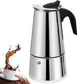 DITOSH 4-Cup moka pot exterior highlights sleek stainless steel for rich home espresso