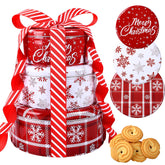 DIYDEC 3-pack Christmas cookie tins with lids in large, medium, and small sizes for gifting cookies.