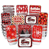 DIYDEC Christmas foil containers set with lids for easy gifting and storage.