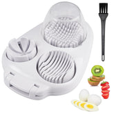 DJBNT 3-in-1 egg slicer assembly showing three cutting options for quick hard-boiled egg prep.