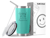DLOCCOLD Thank You Tumbler with smiley face in blue-green for coworker appreciation
