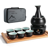 Dltsli ceramic sake bottle shown with elegant design for easy serving and pouring