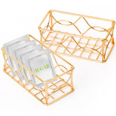 DLUGOPIS gold sugar packet holder with elegant cutout design for an organized coffee bar.