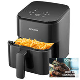 DOMEM 3 Qt compact air fryer front view for space-saving kitchen use.