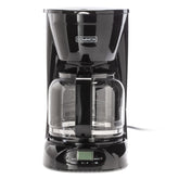 Dominion 15-Cup Deluxe coffee maker front view shows spacious brewing capacity.