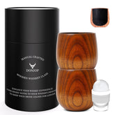 DONJOP charred wooden bourbon glass 10oz highlighting natural grain for richer whiskeys.