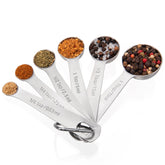 Doosu measuring spoons set of 6-18/8 stainless steel with engraved metric labels for precision.