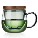 DOPUDO 17oz glass tea cup with infuser and lid shows steeping color clearly.