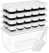 DOQAUS ice tray with lid and bin for organized freezer storage and easy ice access.