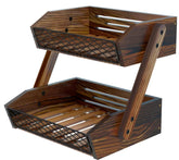 Dorhors two-tier fruit basket on kitchen counter for organized fruit display.