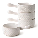 DOWAN French Onion Soup Bowls with handles ready for oven-to-table serving.