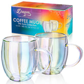 Dragon Glassware iridescent double-wall mug 16oz keeps hot beverages longer.
