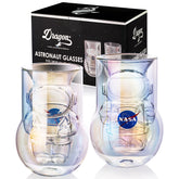 Dragon Glassware NASA Astronaut glasses showcase the NASA symbol for space enthusiasts.