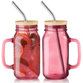 DRASTAR 24oz mason jar with handle and straw ready for iced coffee