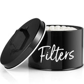 DRASTAR coffee filter holder with lid, front view, keeps filters neatly accessible.