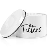 DRASTAR coffee filter holder with lid on counter keeps filters dust-free.