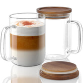 DRASTAR glass coffee cups with 20oz flat-bottom design for even heat