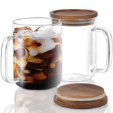DRASTAR glass coffee mug with flat bottom and ergonomic handle for steady sipping