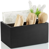 DRASTAR silverware caddy with wooden holder and open compartments for quick serving.