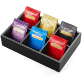 DRASTAR tea bag organizer in six-compartment design for easy access