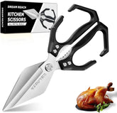 Dream Reach kitchen shears blade close-up highlighting sharp, heat-treated blades for clean cuts.