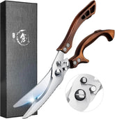 Dream Reach poultry shears with serrated edge close-up for precise cuts and fish scale scraping.