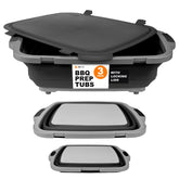 Drip EZ collapsible BBQ prep tubs set, compact for easy storage and meal prep.