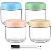 DRKIO 10oz glass jar with wide-mouth lid for easy filling and cleaning.