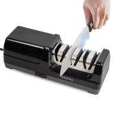 DSKiley electric knife sharpener with 3-stage diamond system restores edge quality for kitchen use.