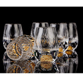 DUJUST Diamond Shot Glasses show off diamond facets with 24K gold leaf for elegant entertaining.