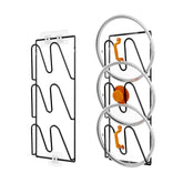 Durmmur lidrack 6-tier front view demonstrates space-saving lid storage.