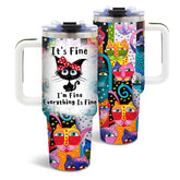 DUUV cat gifts tumbler with handle for easy carrying on the go.