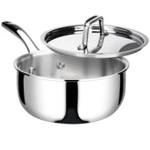 Duxtop whole-clad tri-ply saucepan body delivers even heat for consistent simmering.