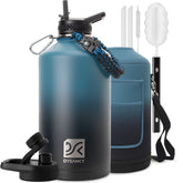 DYSANKY 1-gallon insulated bottle side view demonstrates durable construction for long hikes.