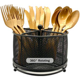 DysanVica 360° rotating utensil caddy keeps counter organized for quick access.