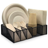 DysanVica metal paper plate holder counter organizer keeps plates neatly accessible.