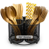 DysanVica rotating base silverware holder for easy serving.