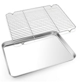 E-far cookie sheet with rack set for even baking and easy cooling.