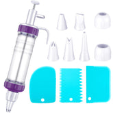 Eaasty dessert decorating syringe set with nozzles for precise piping and creative cupcake designs.