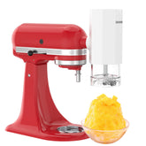 Eascandy shaved ice attachment mounted on KitchenAid for fluffy shaved ice.