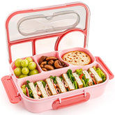 EasyFun Bento Box adult pink front view shows four compartments for organized meals.