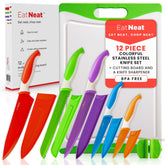 EatNeat 12-Piece Chef Knife with color sheath for safe, precise slicing.